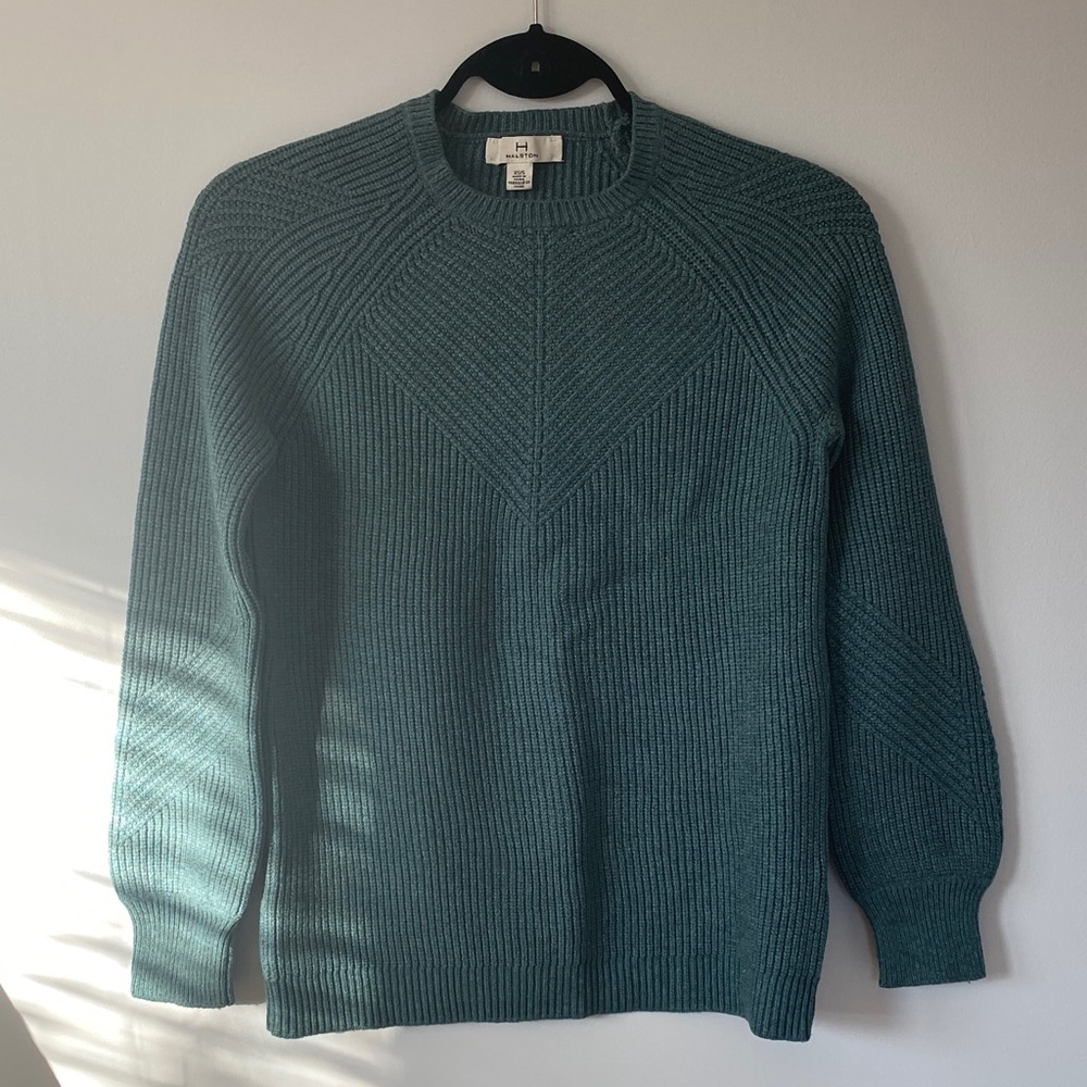 Halston Heritage Women's Teal Crewneck Sweater